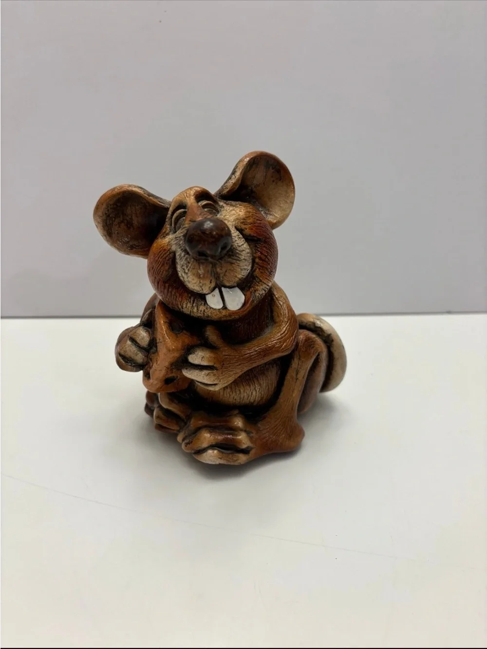 VINTAGE 1985 John Raya BEASTIES OF THE KINGDOM Rat with cheese Figurine decor